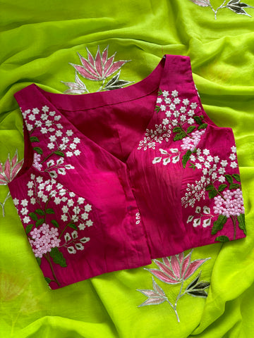 Pink embroidery blouse