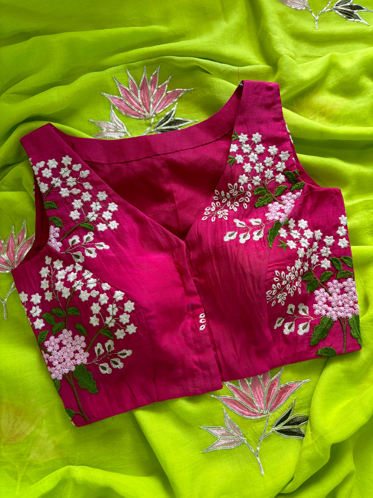 Pink embroidery blouse