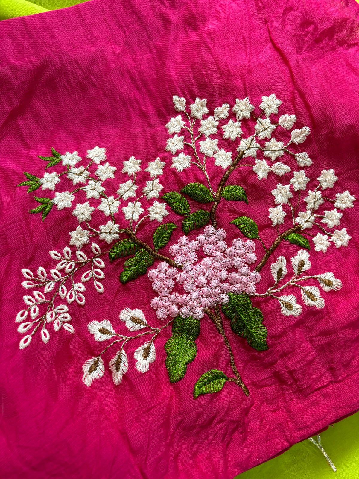 Pink embroidery blouse