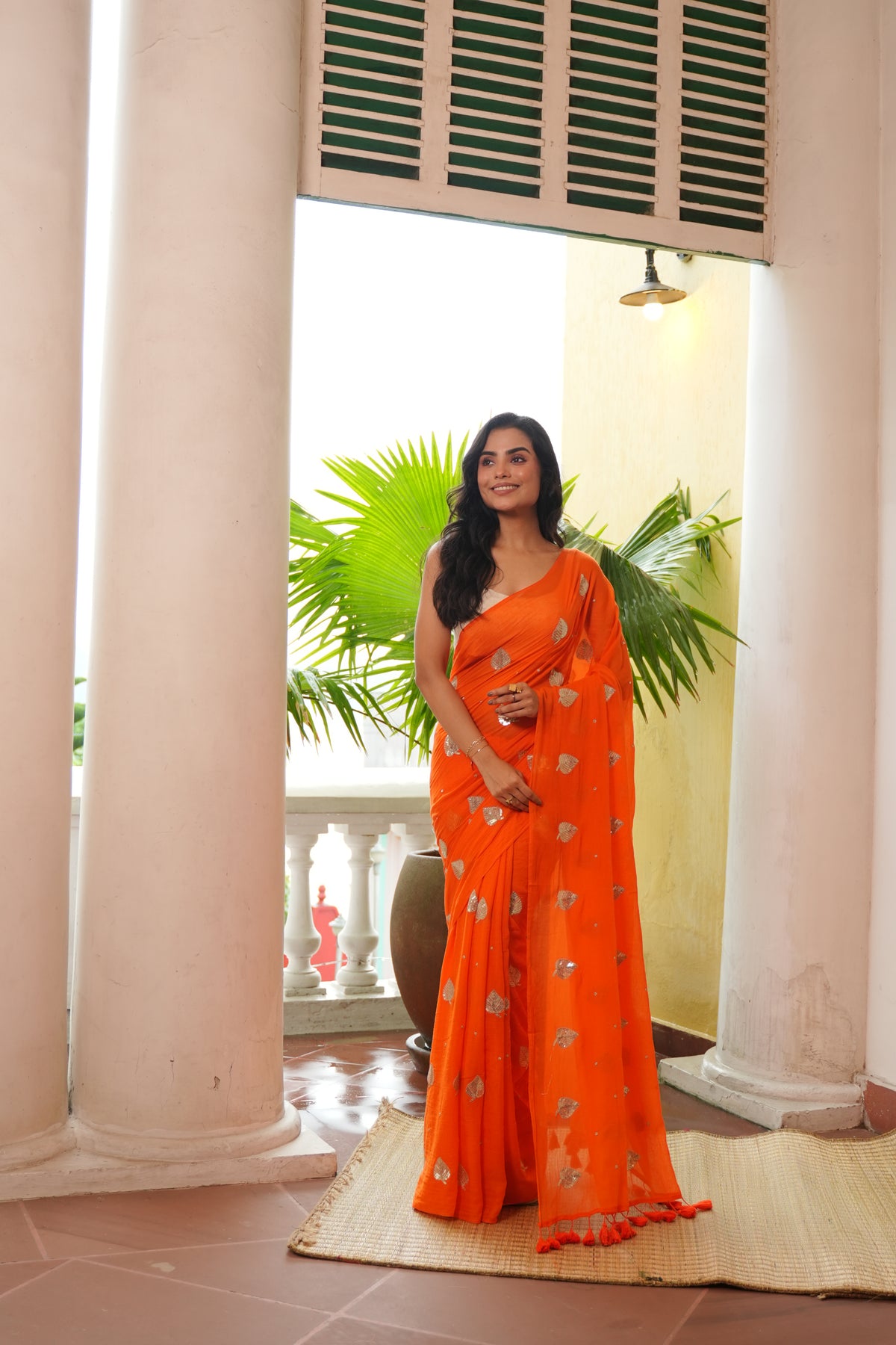 Orange with leaf sequin