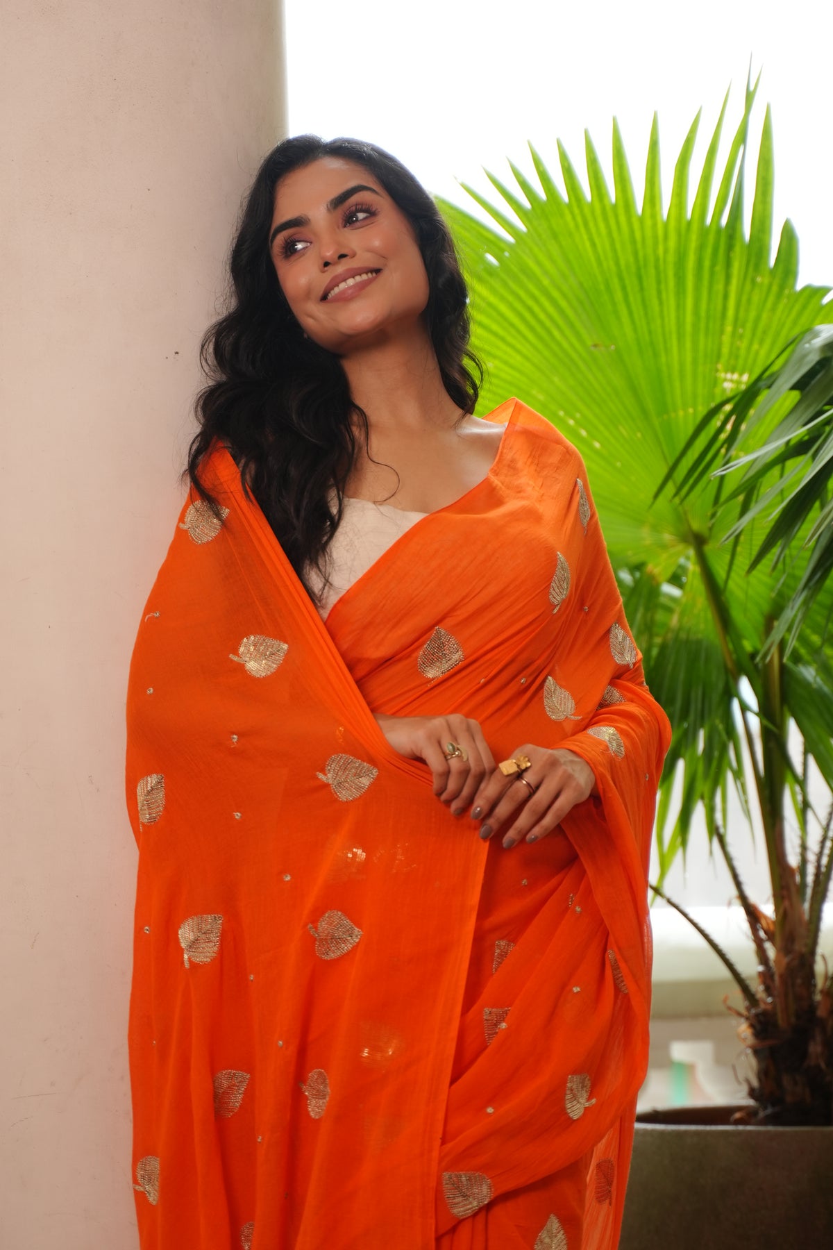 Orange with leaf sequin
