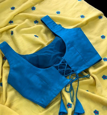 Blue Blouse back threads