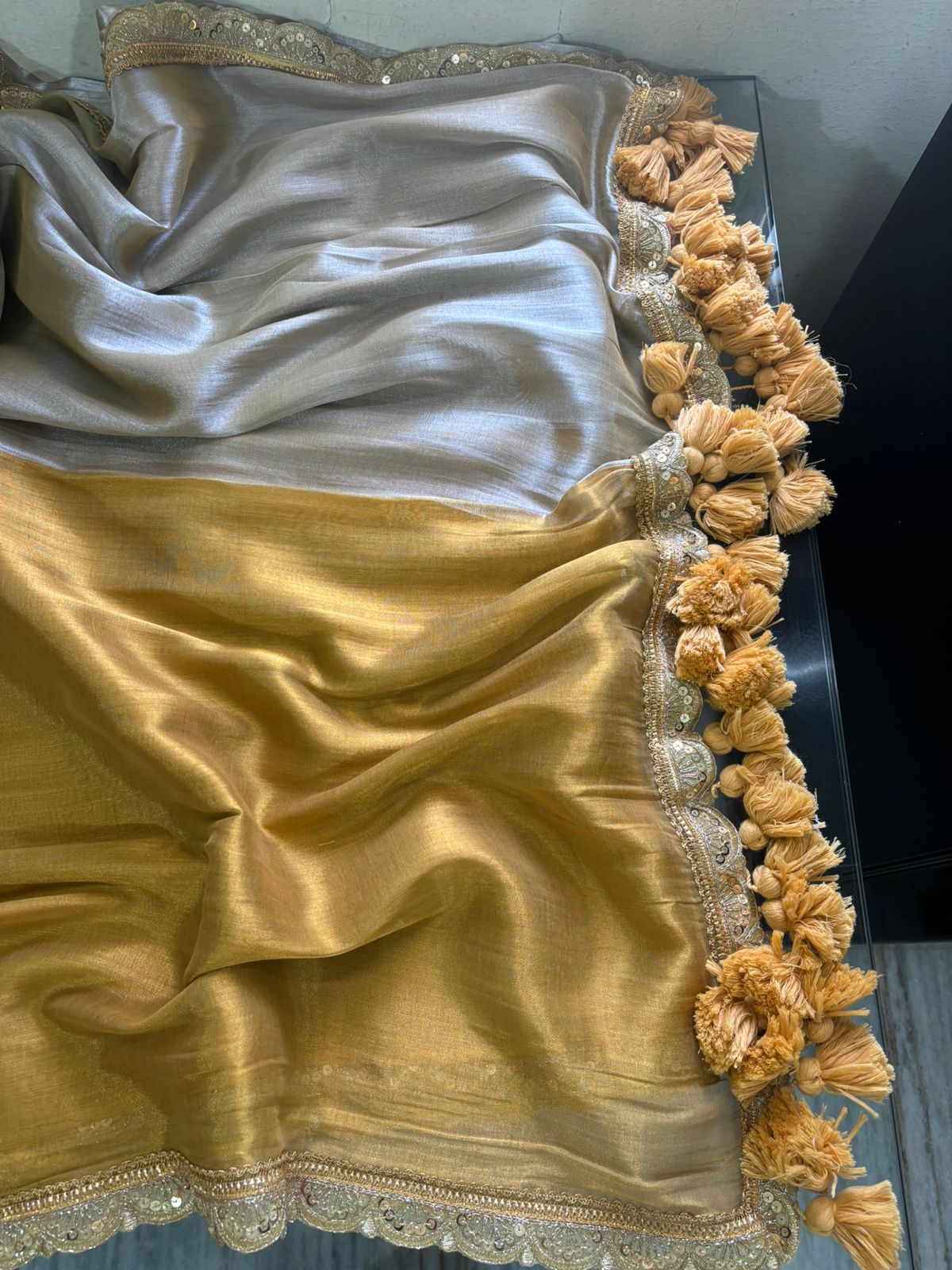 Gold and silver tissue saree
