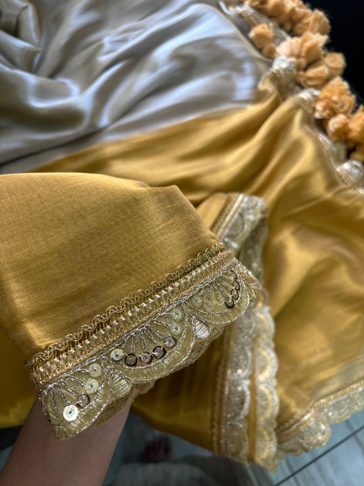 Gold and silver tissue saree
