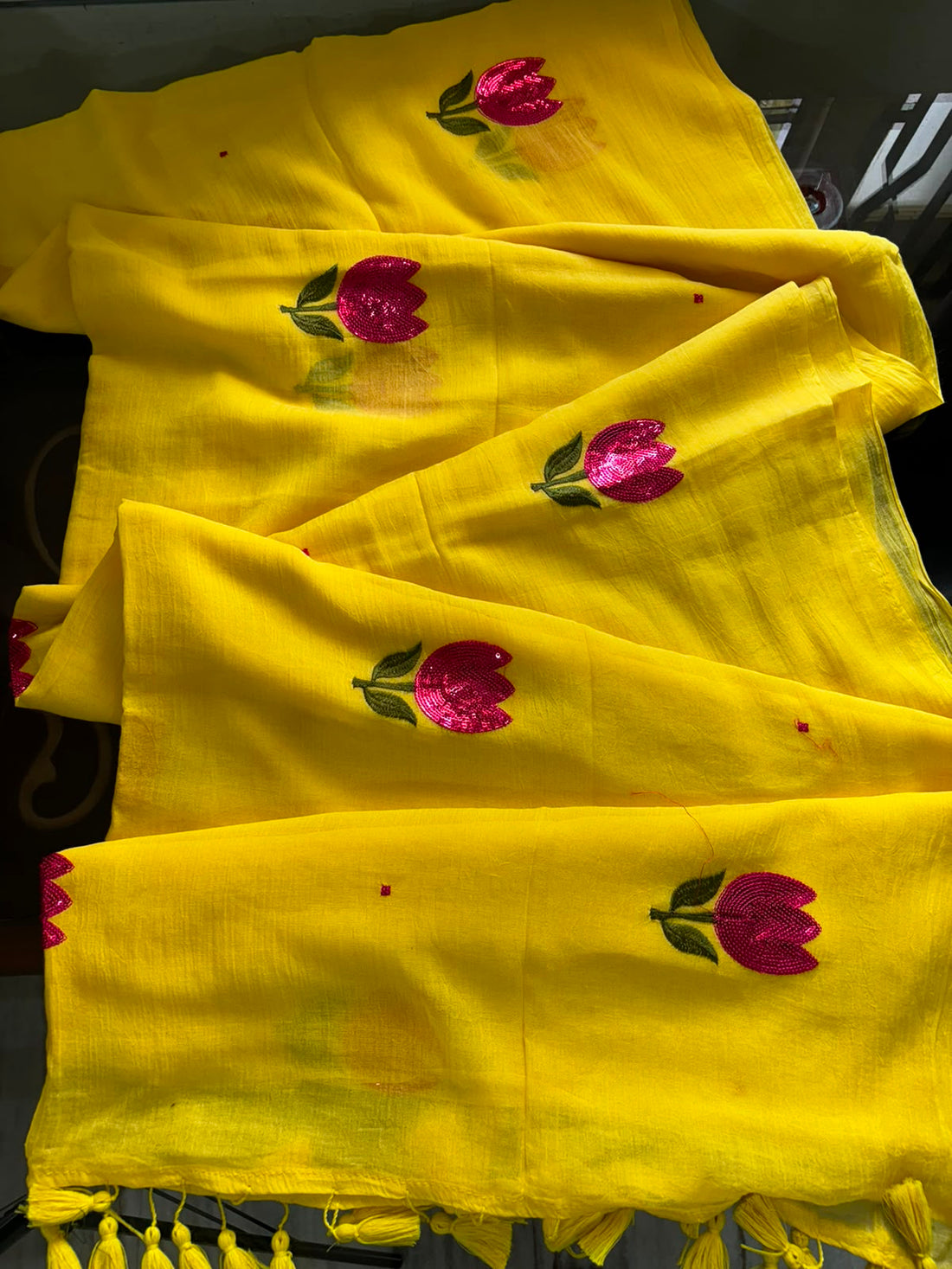 Yellow with tulip design
