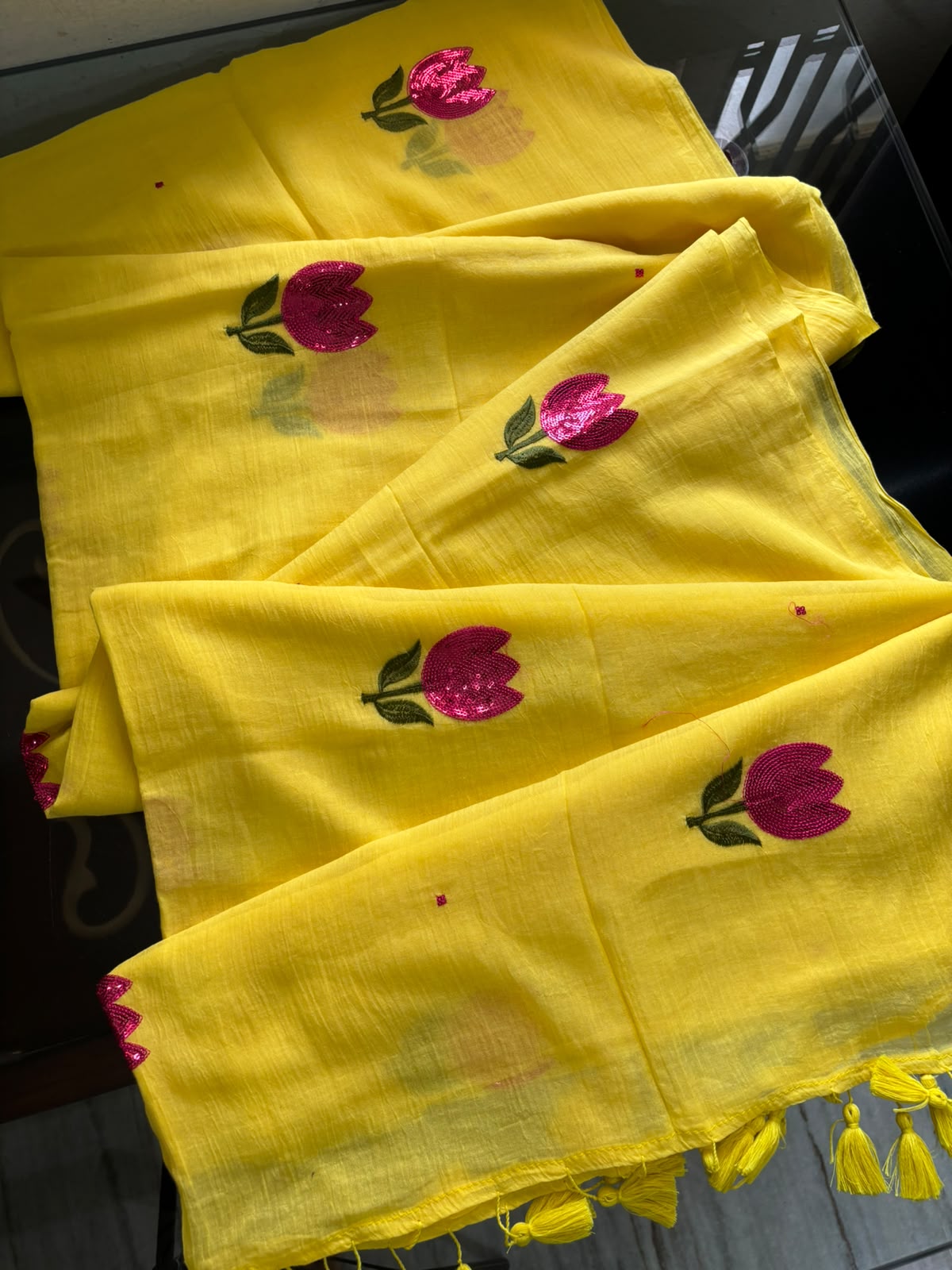 Yellow with tulip design