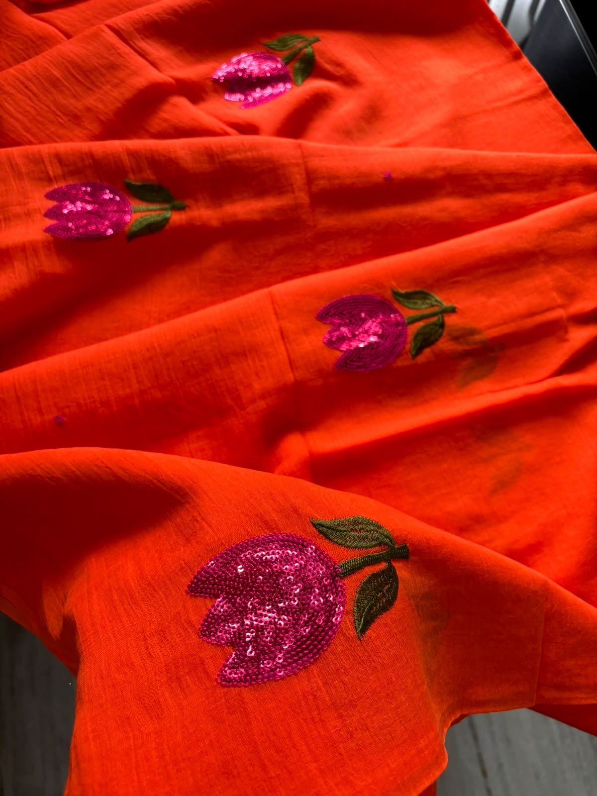 Orange with tulip design