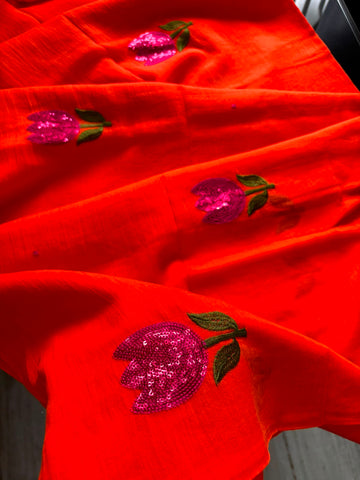 Orange with tulip design