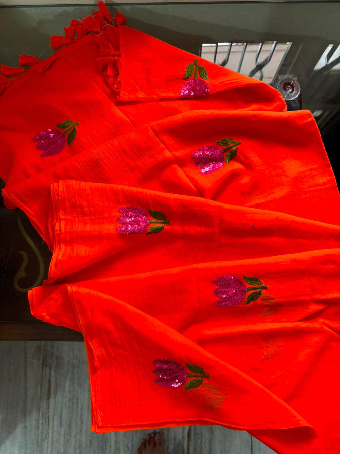 Orange with tulip design