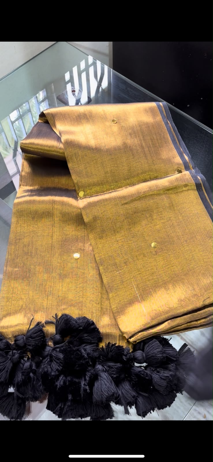 Golden black tissue saree