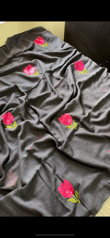 Black with tulip design
