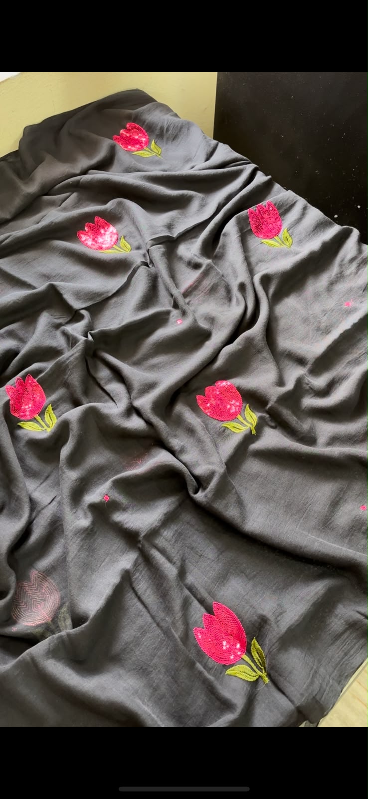 Black with tulip design