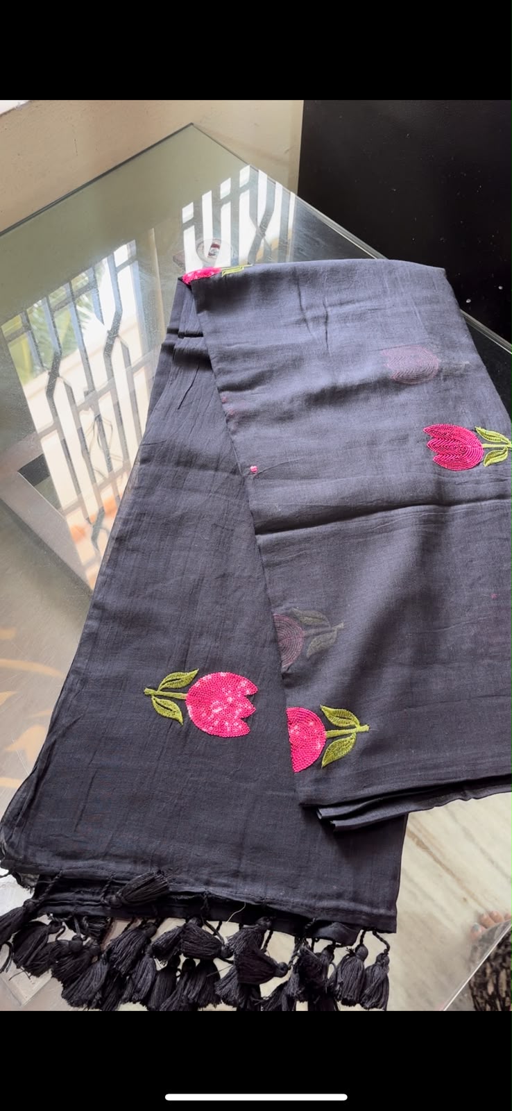 Black with tulip design