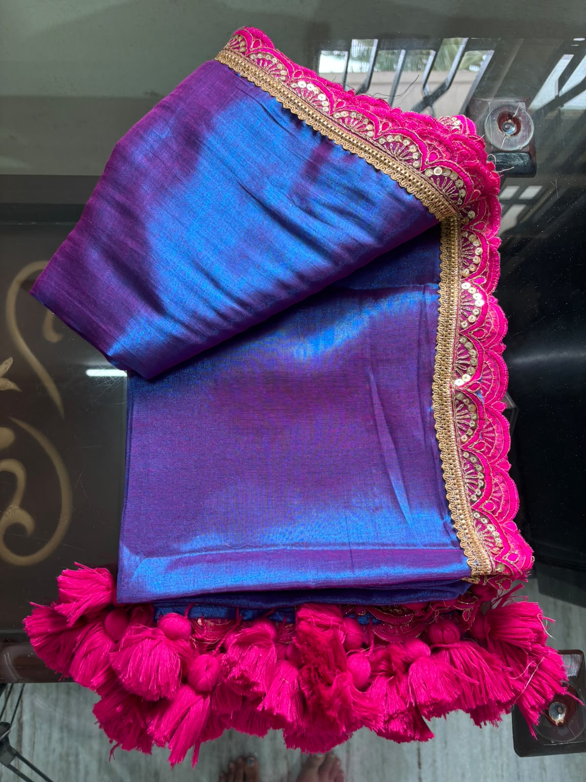 Blue tissue saree