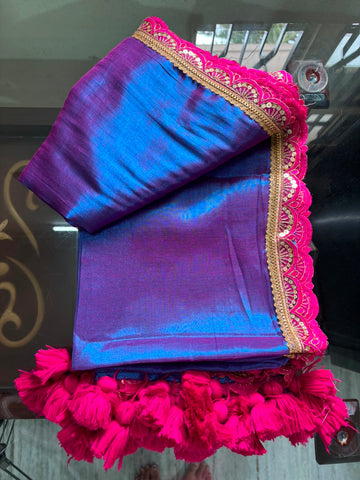 Blue tissue saree