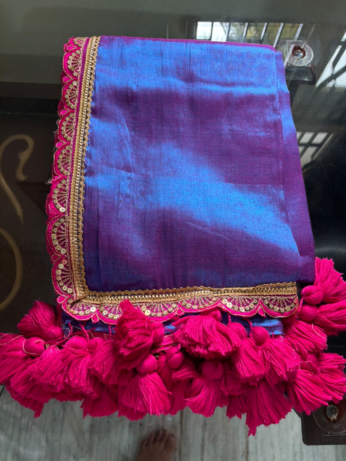 Blue tissue saree
