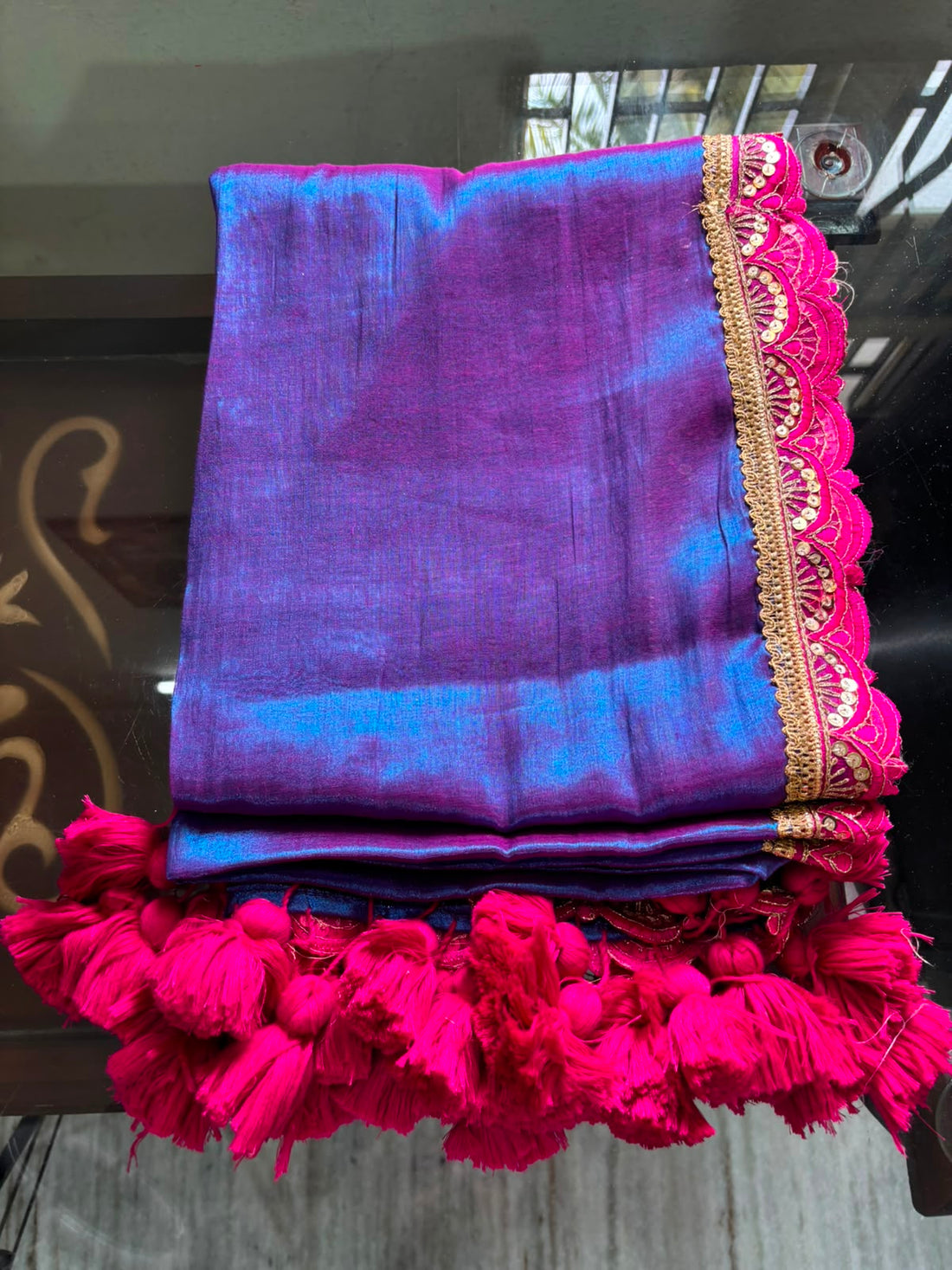 Blue tissue saree