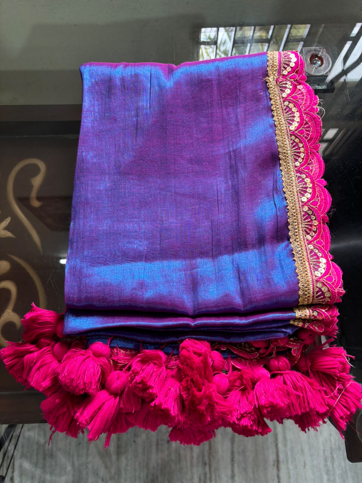 Blue tissue saree