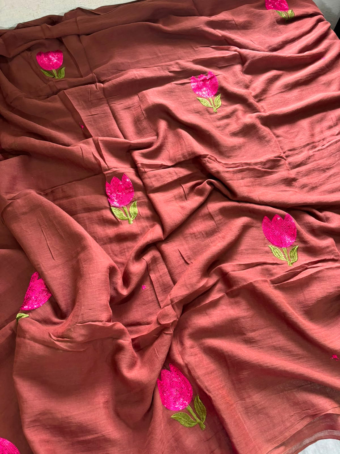 Brown with tulip design