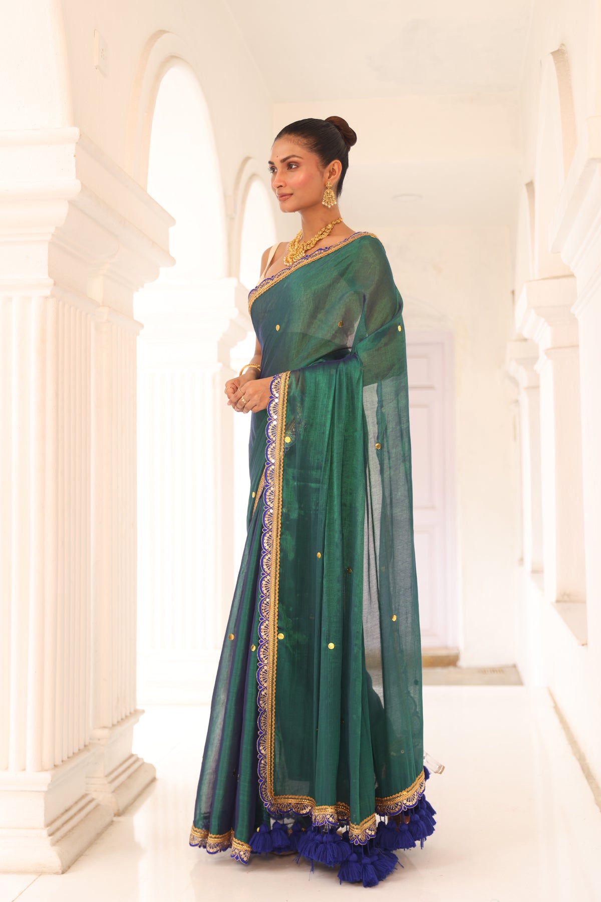 Peacock Green tissue saree