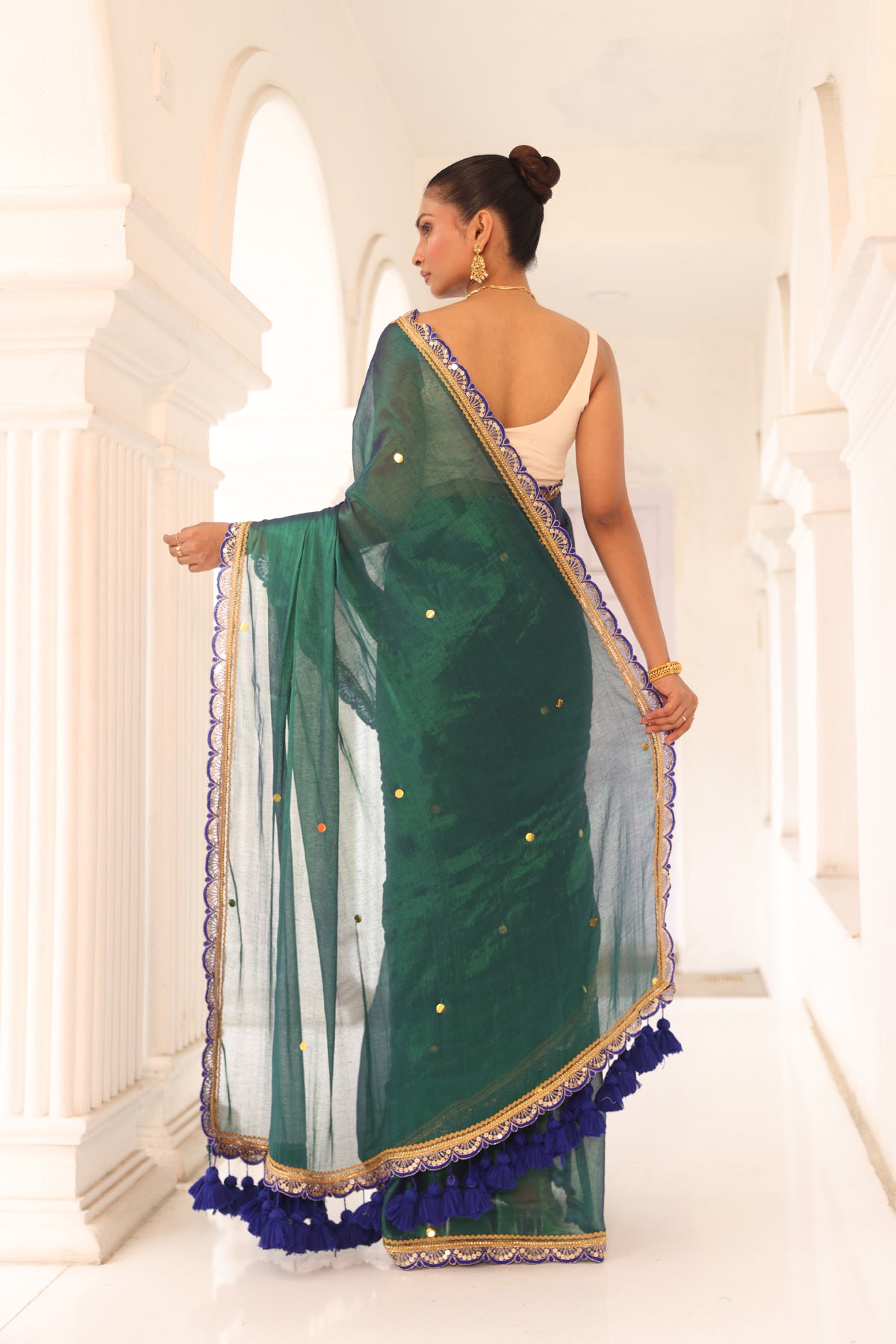Peacock Green tissue saree