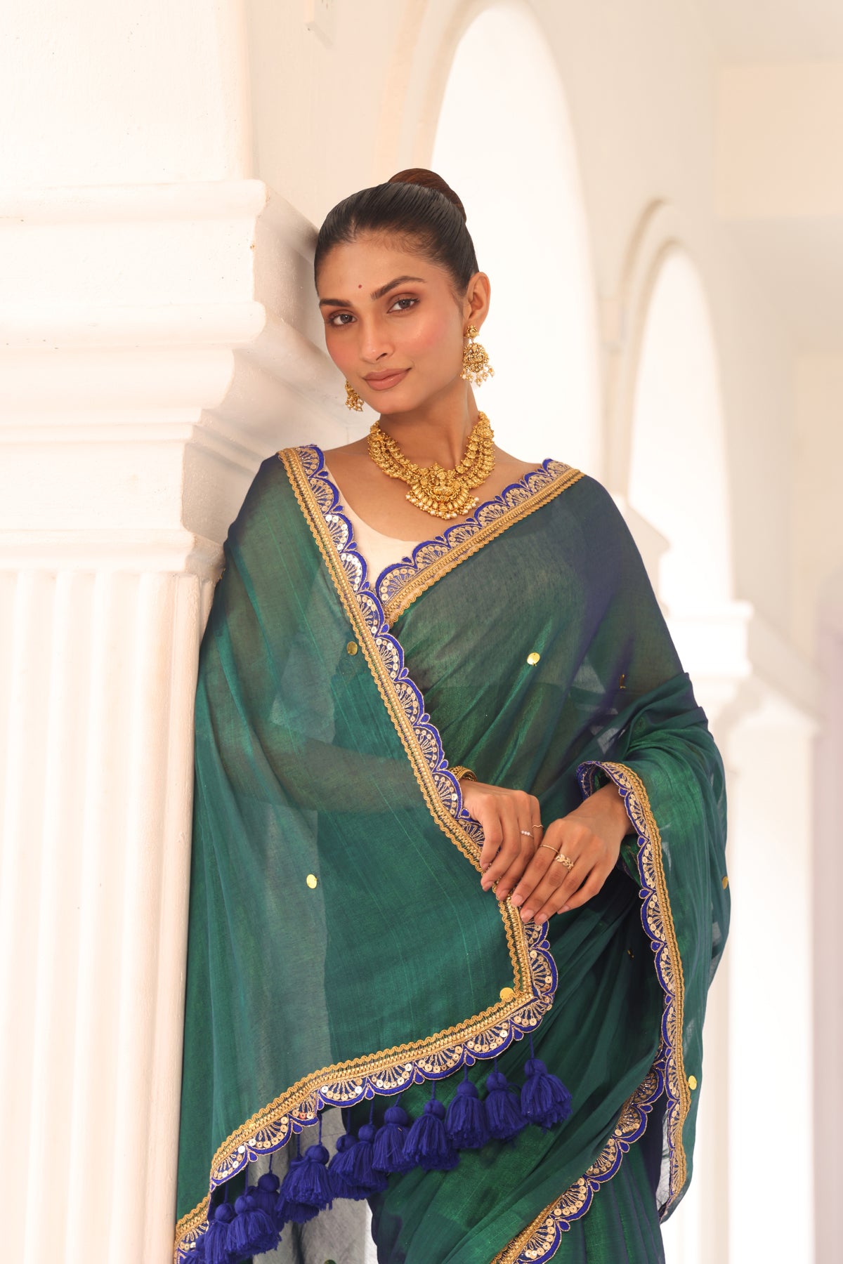 Peacock Green tissue saree