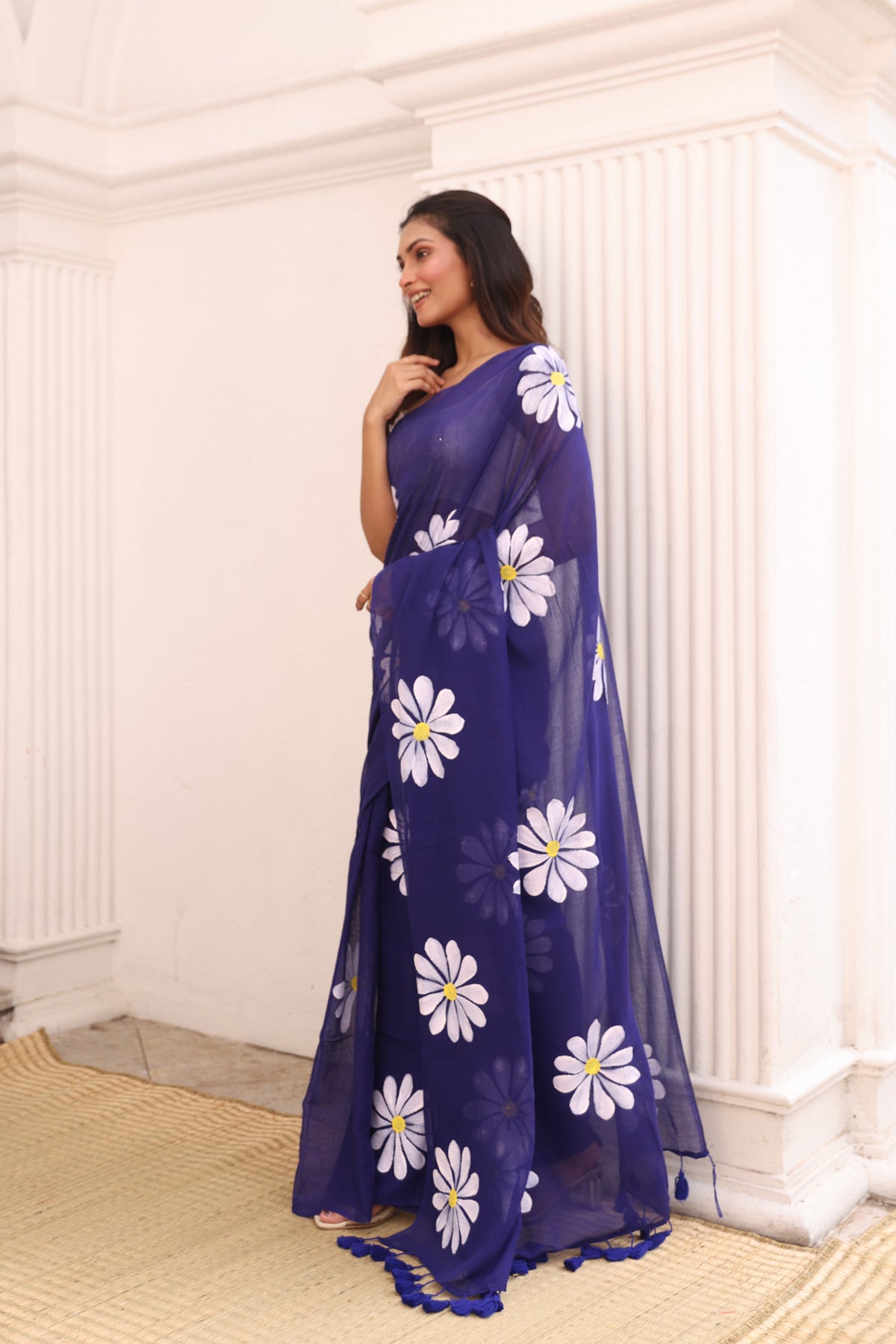 Navy blue with hand painted
