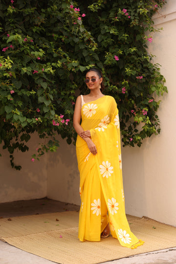 Yellow with daisy hand painted