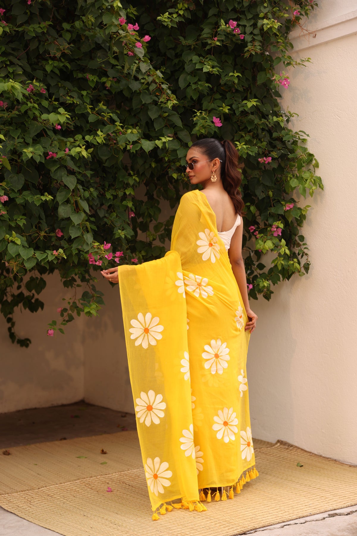 Yellow with daisy hand painted