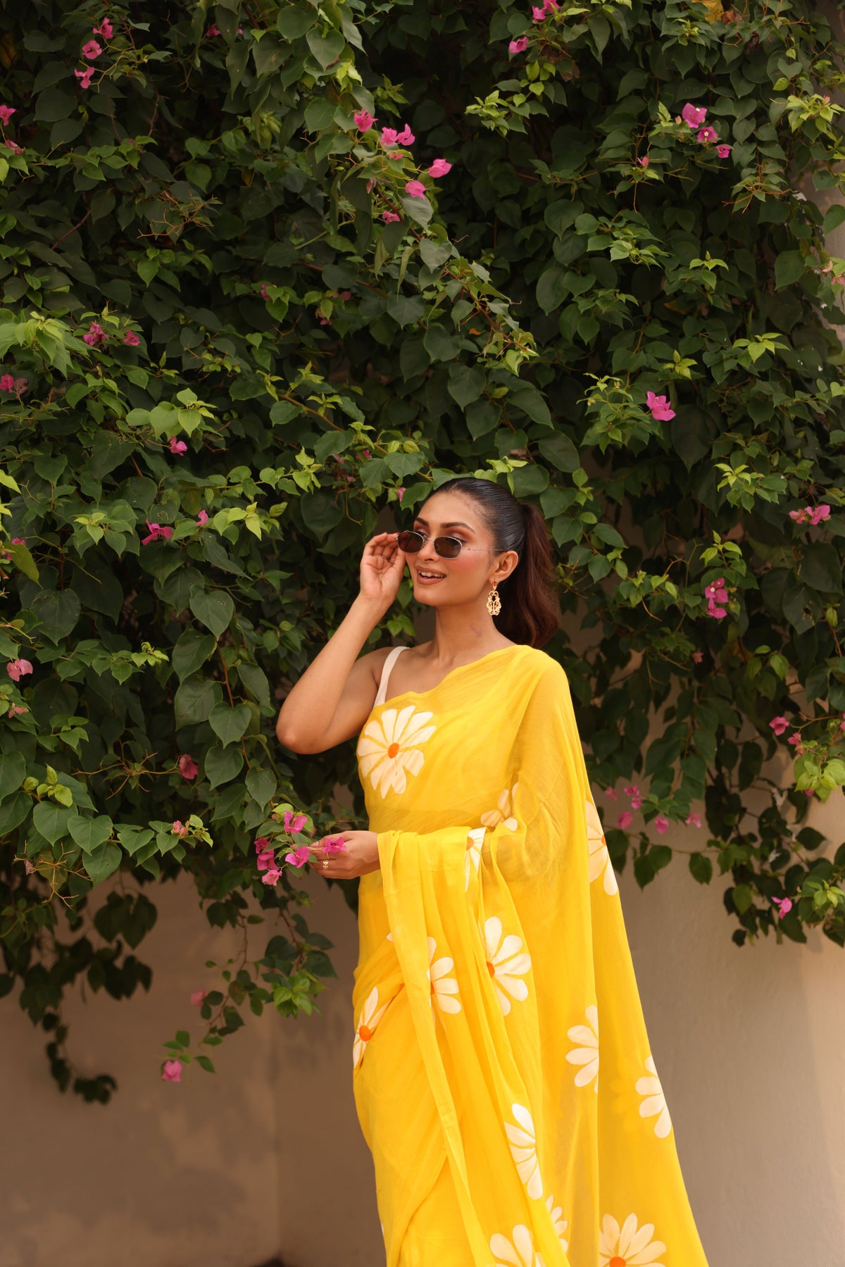 Yellow with daisy hand painted