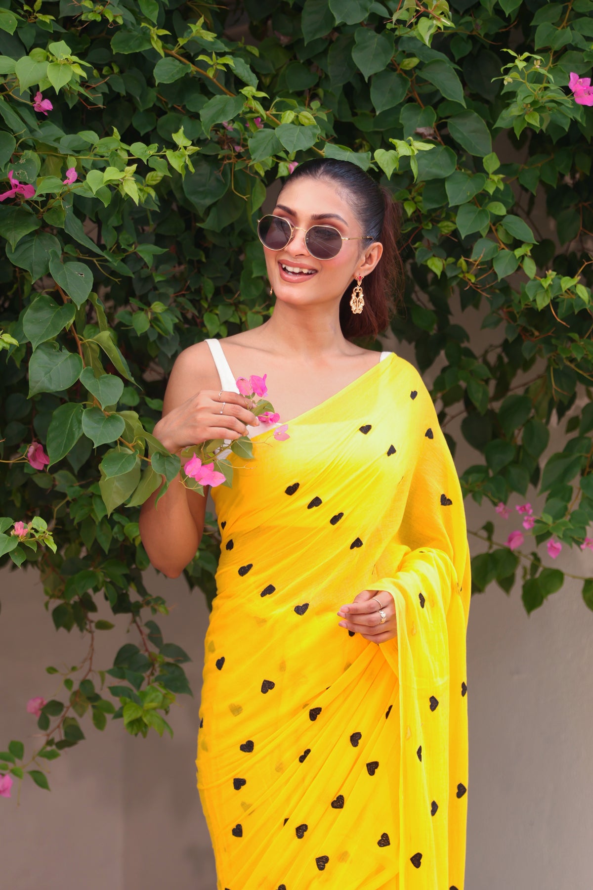 Yellow with black hearts
