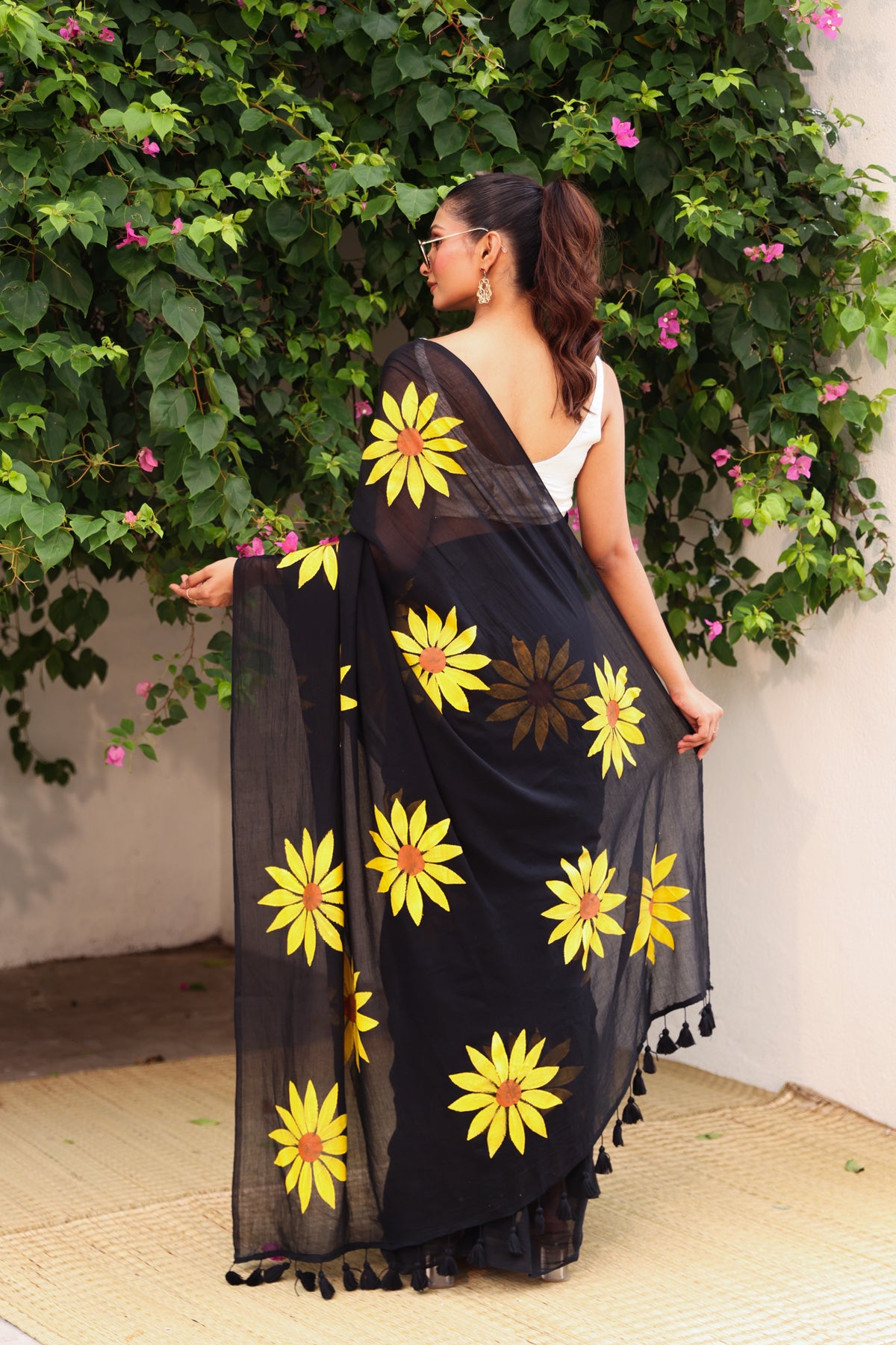Black with sunflower hand paint
