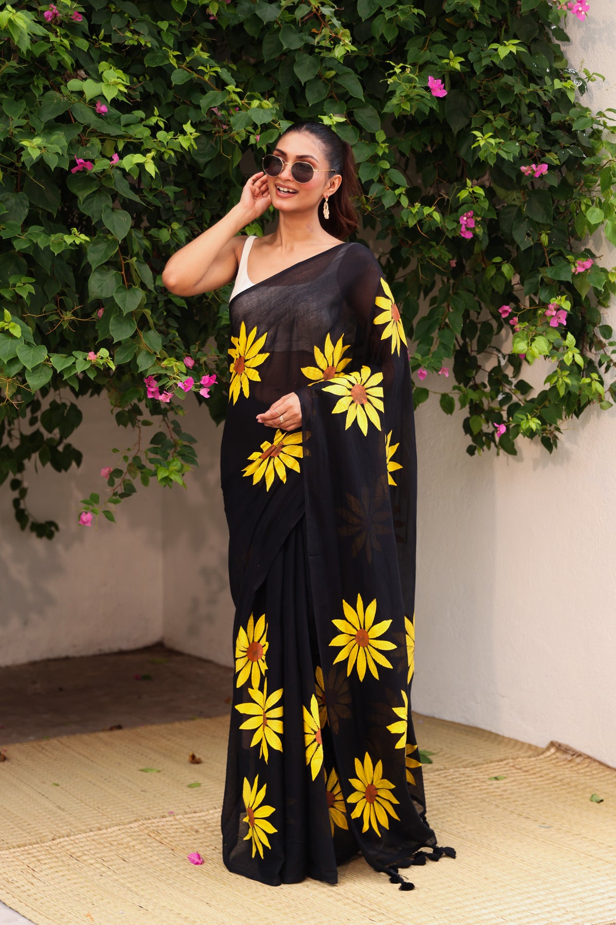 Black with sunflower hand paint