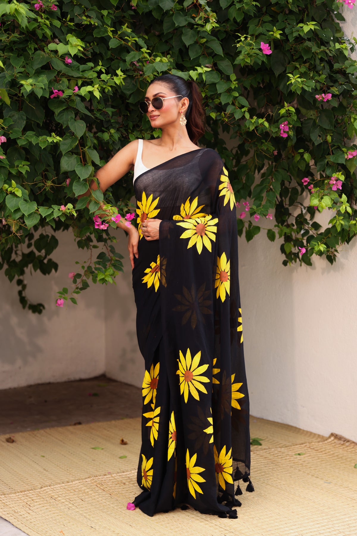 Black with sunflower hand paint