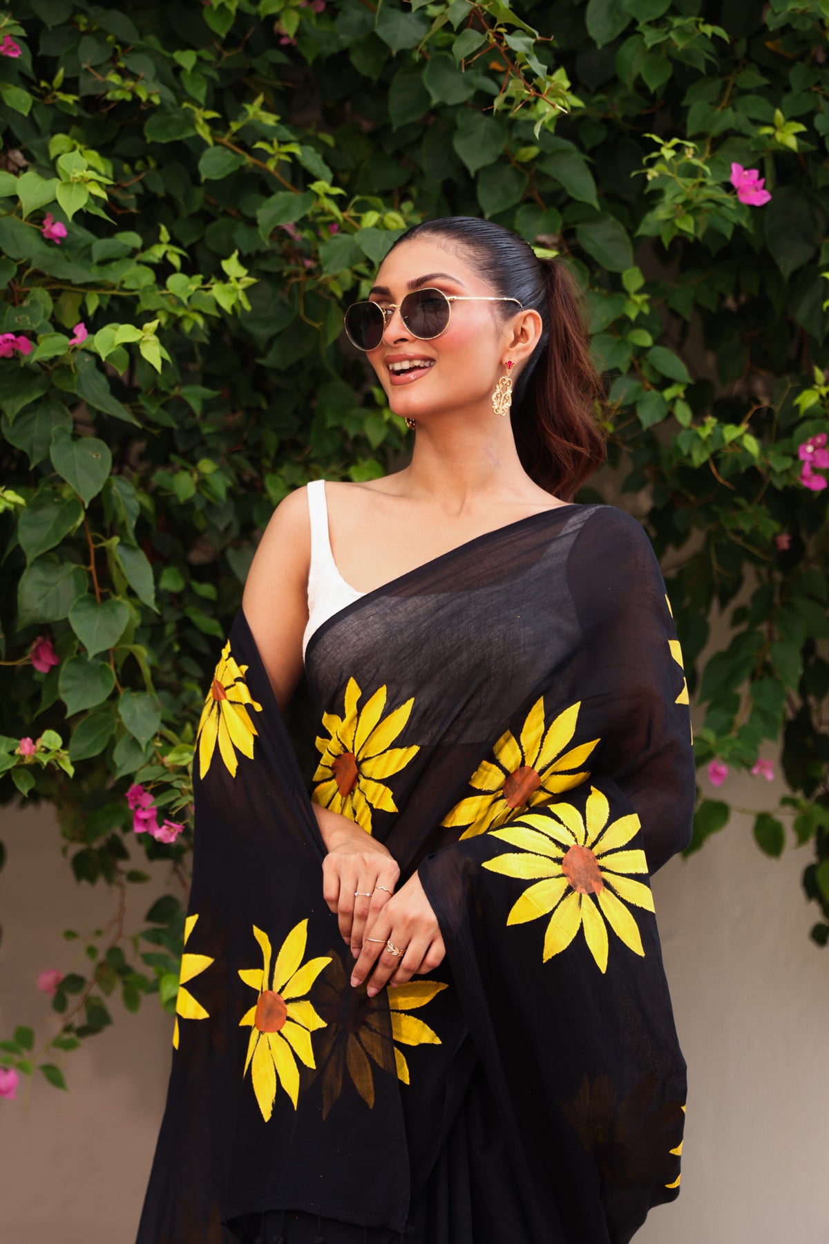 Black with sunflower hand paint