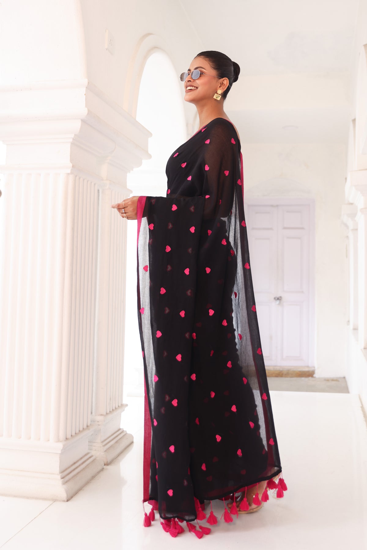 Black with pink hearts