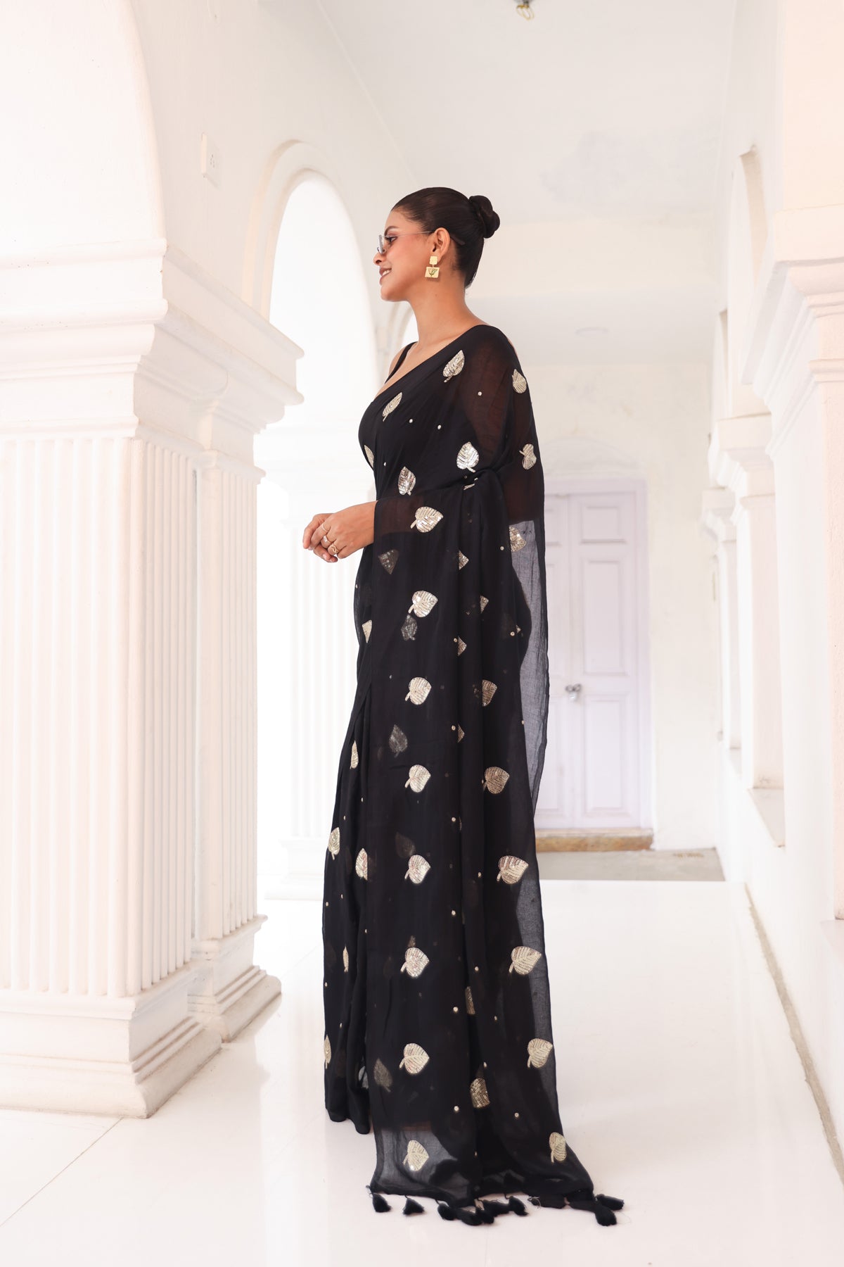 Black with leaf design