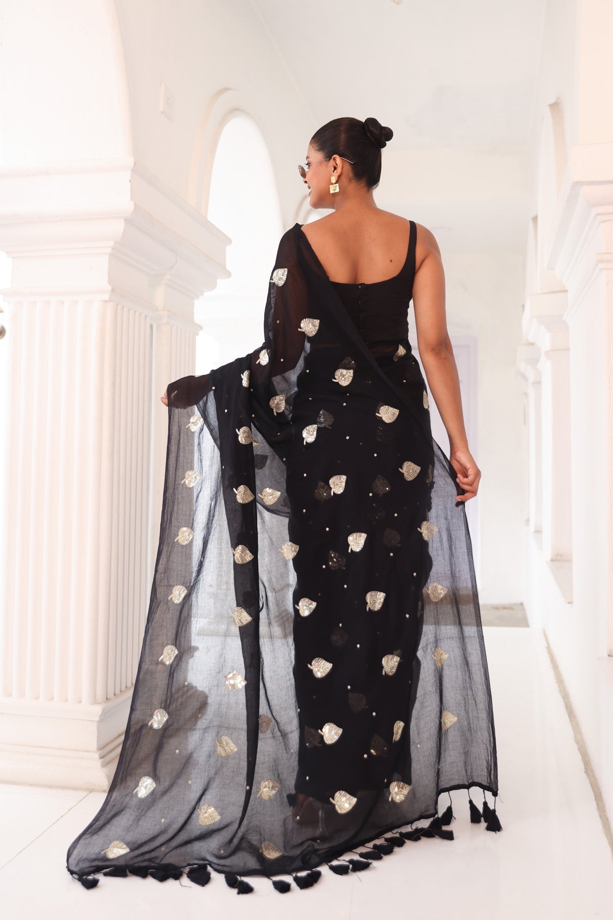 Black with leaf design