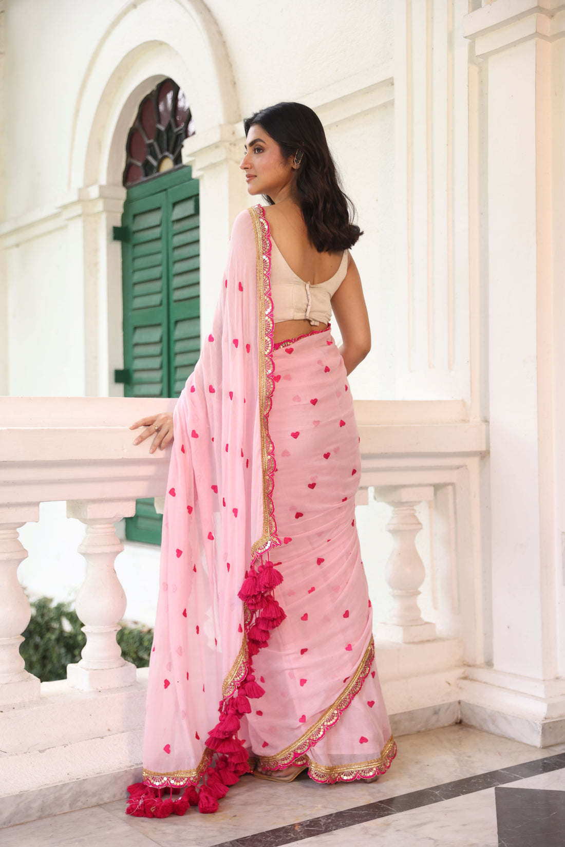 Pink hearts with lace border