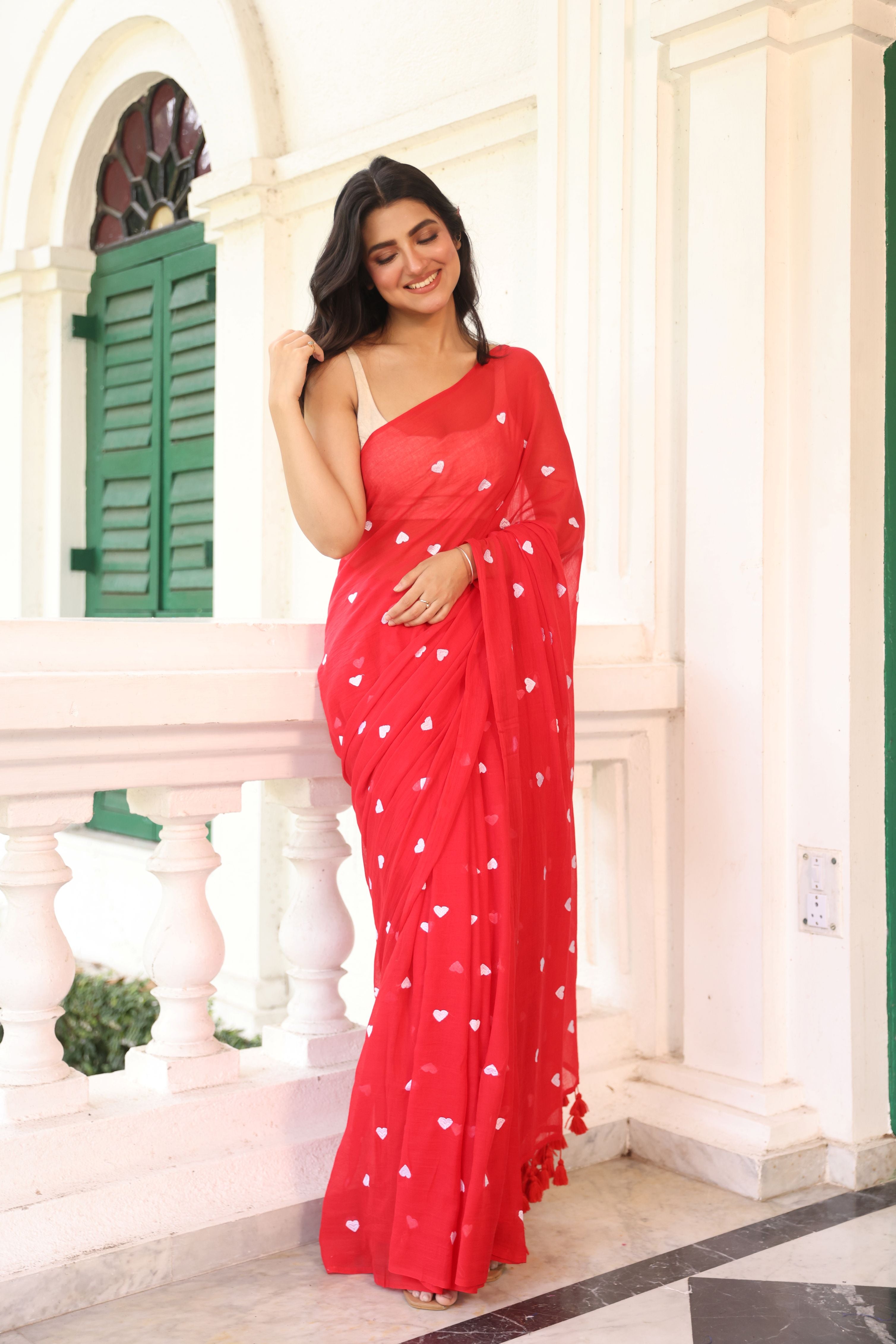 Red with white hearts