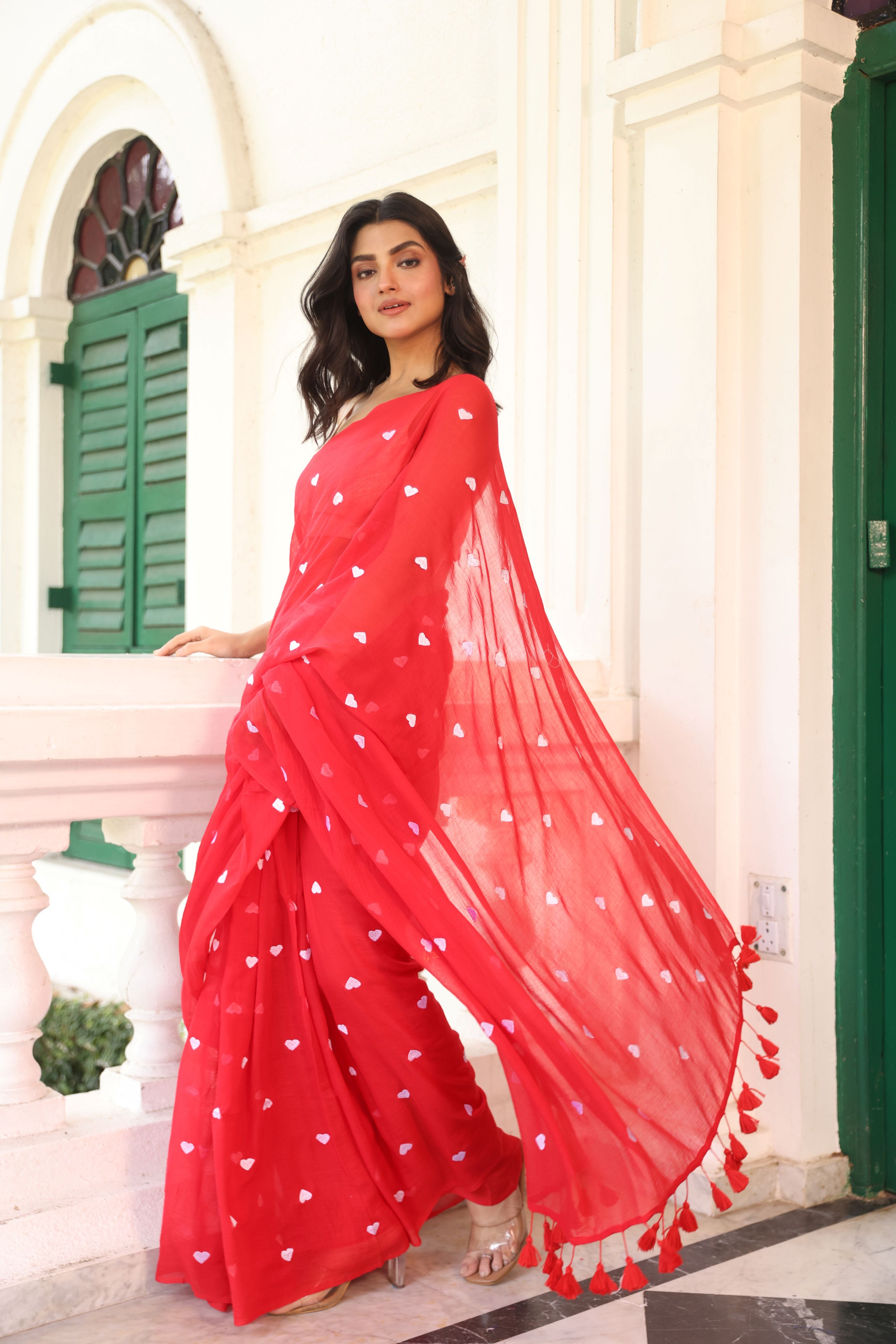 Red with white hearts