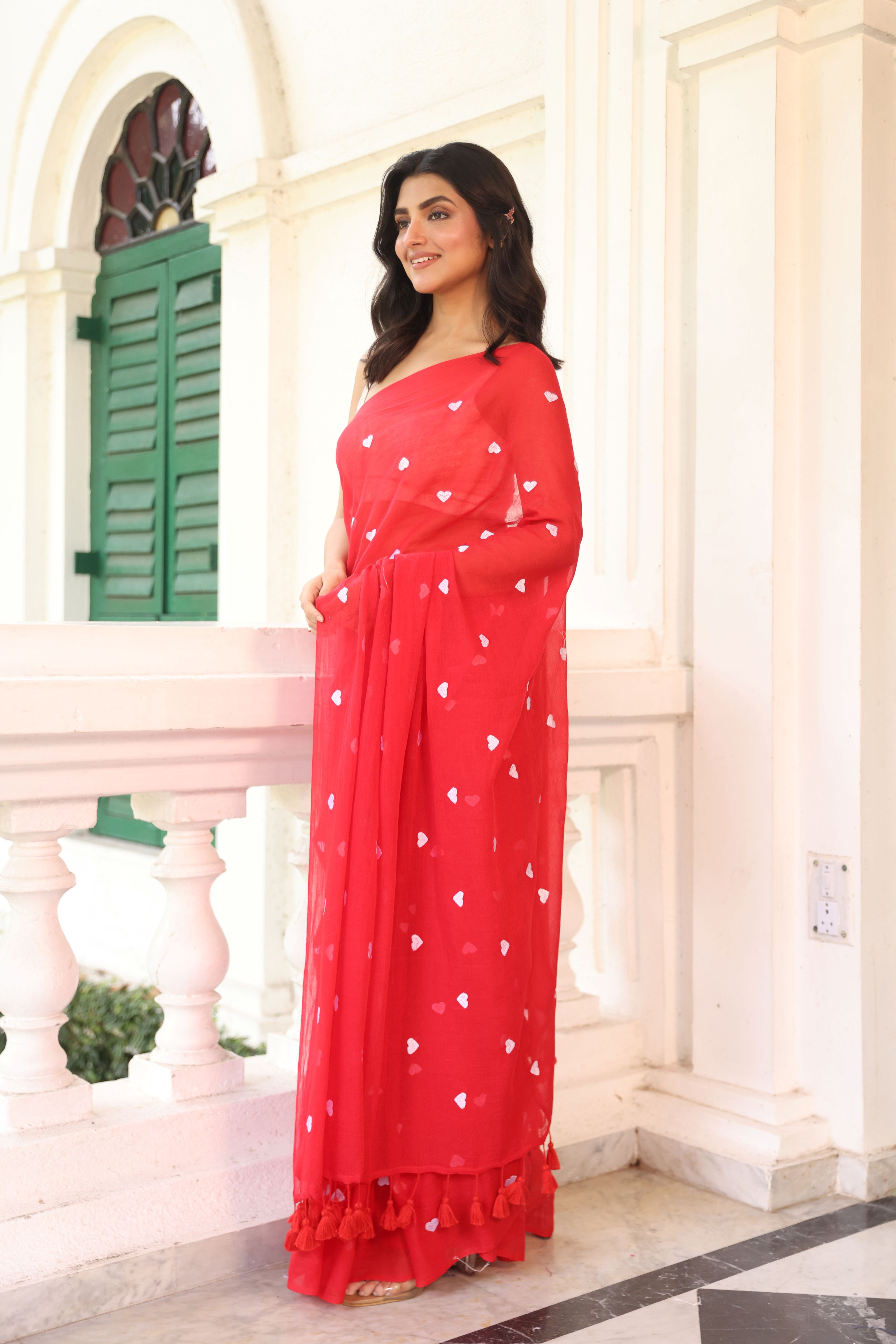Red with white hearts