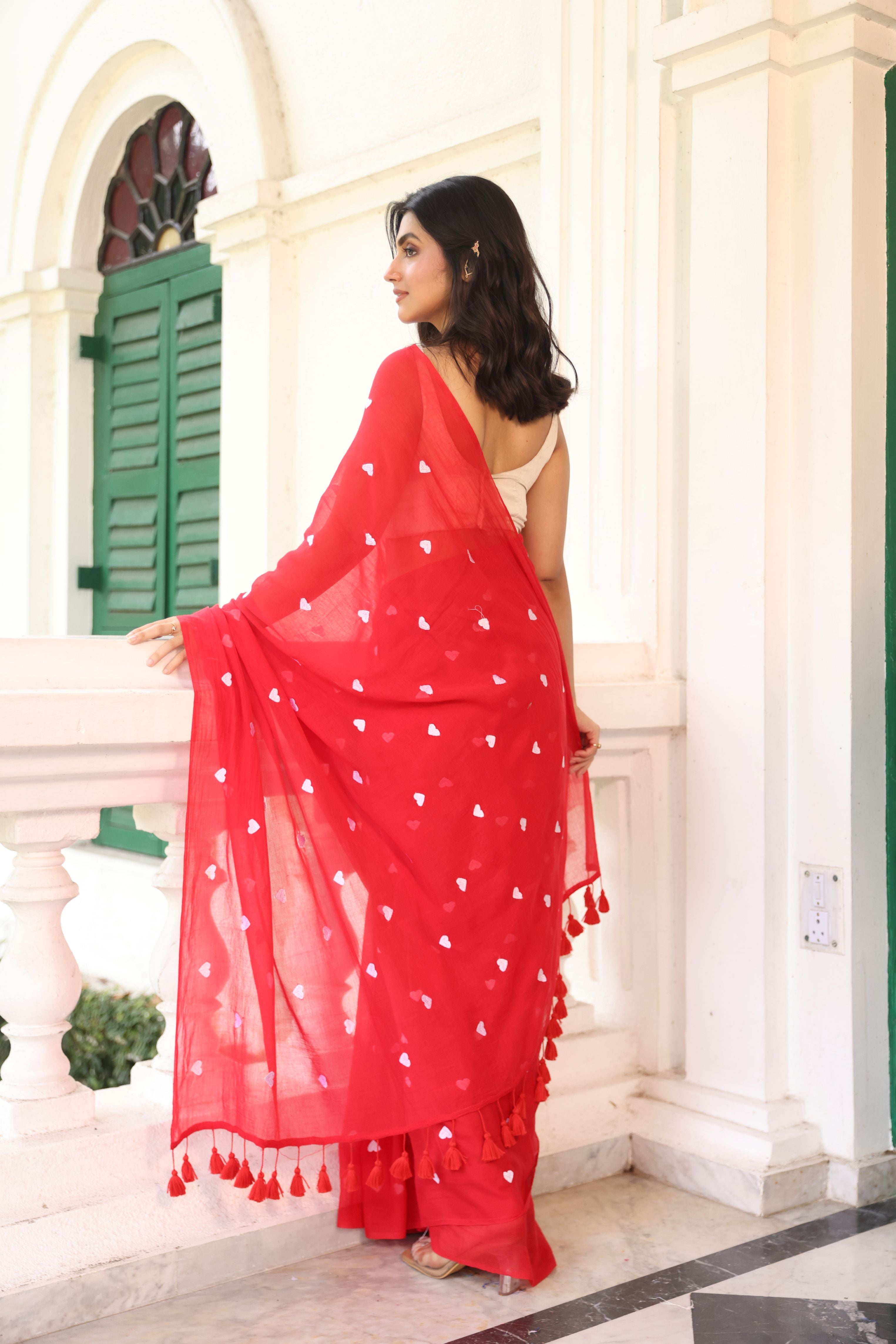 Red with white hearts