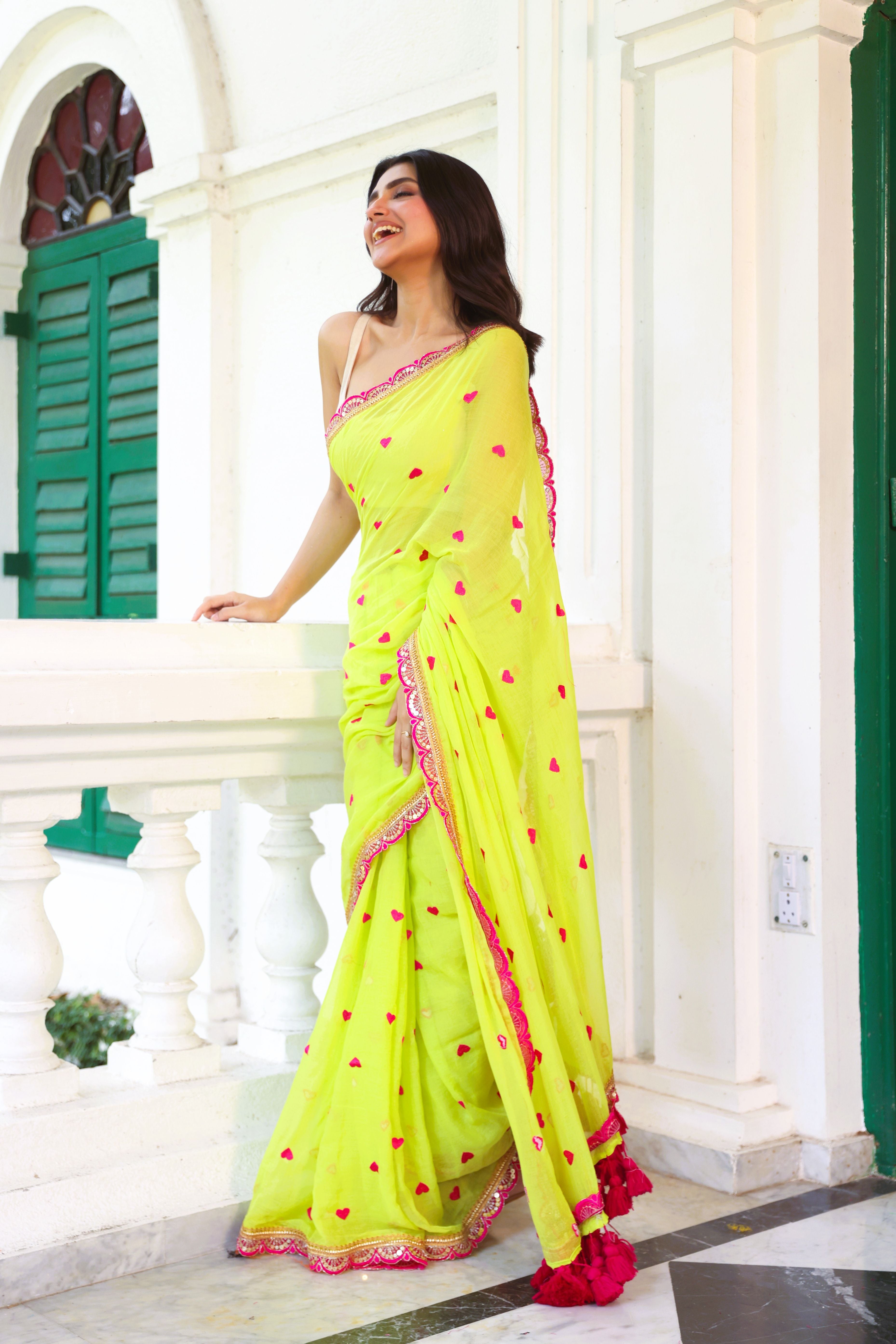 Neon green with lace border
